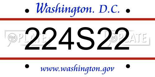224S22 District Of Columbia License Plate