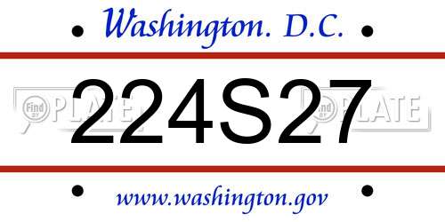 224S27 District Of Columbia License Plate