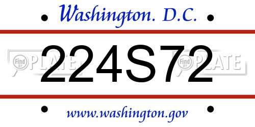 224S72 District Of Columbia License Plate
