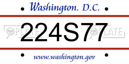 224S77 District Of Columbia License Plate