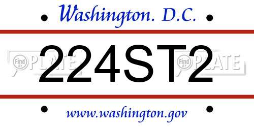 224ST2 District Of Columbia License Plate