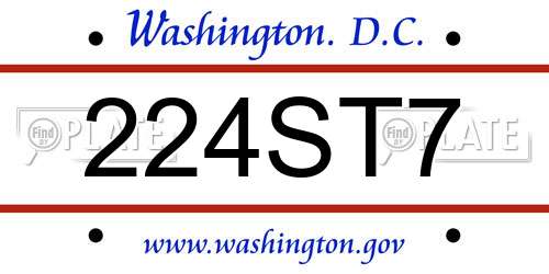 224ST7 District Of Columbia License Plate