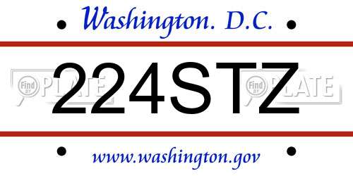 224STZ District Of Columbia License Plate