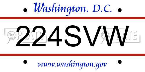224SVW District Of Columbia License Plate