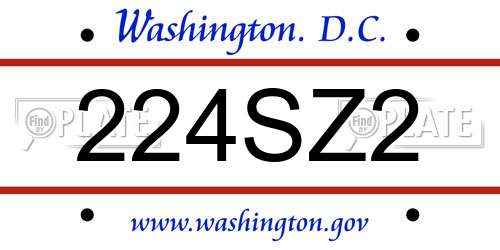 224SZ2 District Of Columbia License Plate