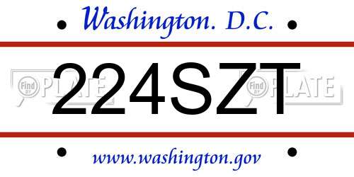 224SZT District Of Columbia License Plate
