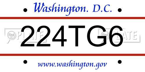 224TG6 District Of Columbia License Plate