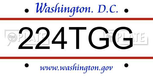 224TGG District Of Columbia License Plate