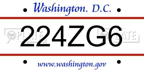 224ZG6 District Of Columbia License Plate