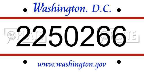 2250266 District Of Columbia License Plate
