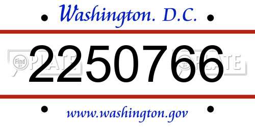 2250766 District Of Columbia License Plate