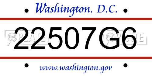22507G6 District Of Columbia License Plate