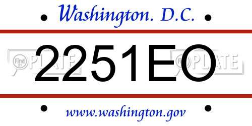 2251EO District Of Columbia License Plate