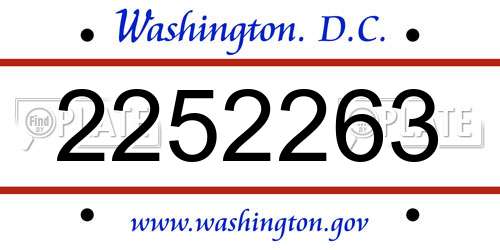 2252263 District Of Columbia License Plate