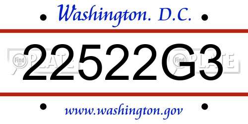 22522G3 District Of Columbia License Plate