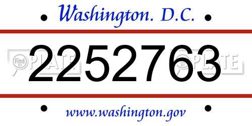 2252763 District Of Columbia License Plate