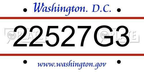 22527G3 District Of Columbia License Plate