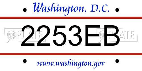 2253EB District Of Columbia License Plate