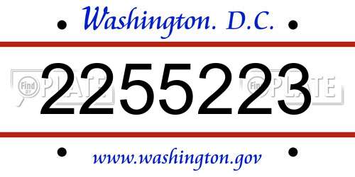 2255223 District Of Columbia License Plate