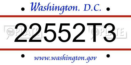 22552T3 District Of Columbia License Plate