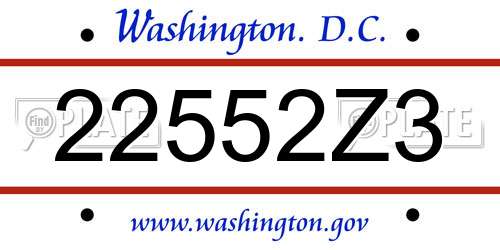 22552Z3 District Of Columbia License Plate