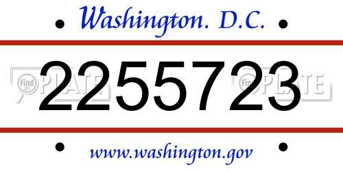 2255723 District Of Columbia License Plate