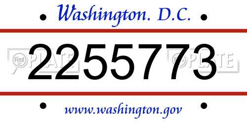2255773 District Of Columbia License Plate