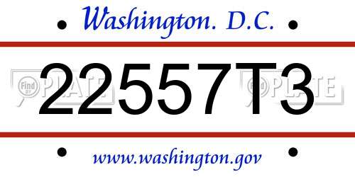 22557T3 District Of Columbia License Plate