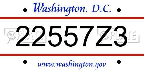 22557Z3 District Of Columbia License Plate
