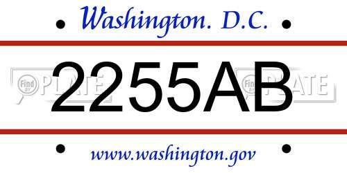 2255AB District Of Columbia License Plate