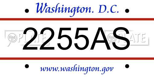 2255AS District Of Columbia License Plate