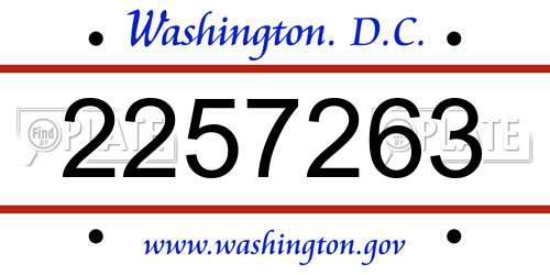 2257263 District Of Columbia License Plate
