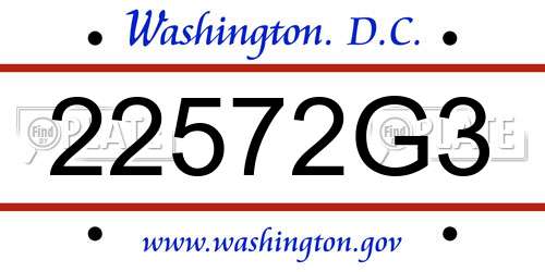 22572G3 District Of Columbia License Plate