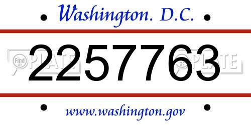2257763 District Of Columbia License Plate