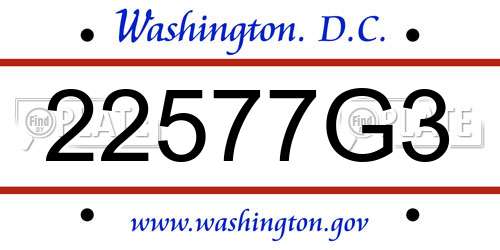 22577G3 District Of Columbia License Plate