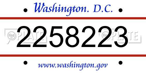 2258223 District Of Columbia License Plate