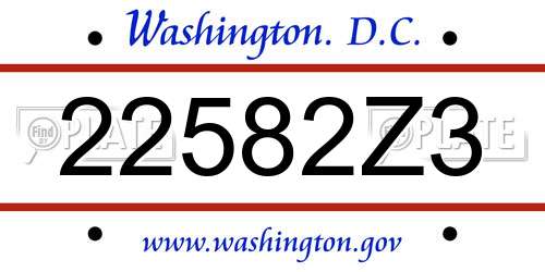 22582Z3 District Of Columbia License Plate