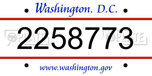 2258773 District Of Columbia License Plate