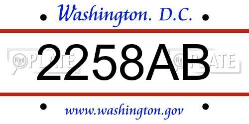 2258AB District Of Columbia License Plate