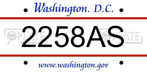 2258AS District Of Columbia License Plate
