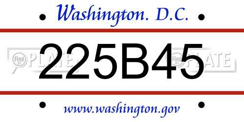 225B45 District Of Columbia License Plate