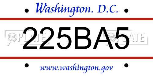225BA5 District Of Columbia License Plate
