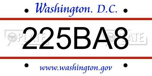 225BA8 District Of Columbia License Plate