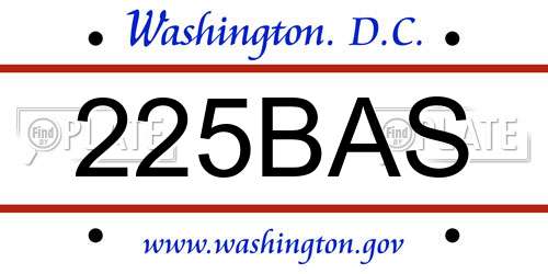 225BAS District Of Columbia License Plate