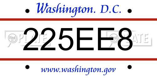 225EE8 District Of Columbia License Plate
