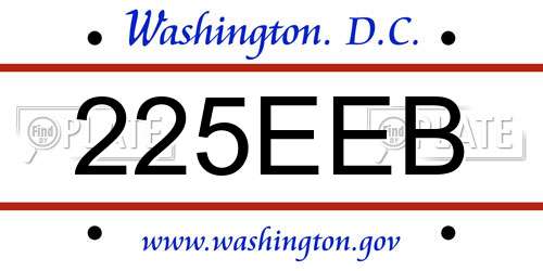 225EEB District Of Columbia License Plate