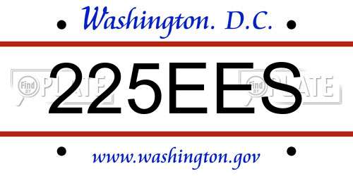 225EES District Of Columbia License Plate