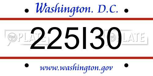 225I30 District Of Columbia License Plate