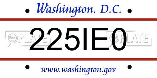 225IE0 District Of Columbia License Plate