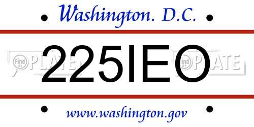 225IEO District Of Columbia License Plate